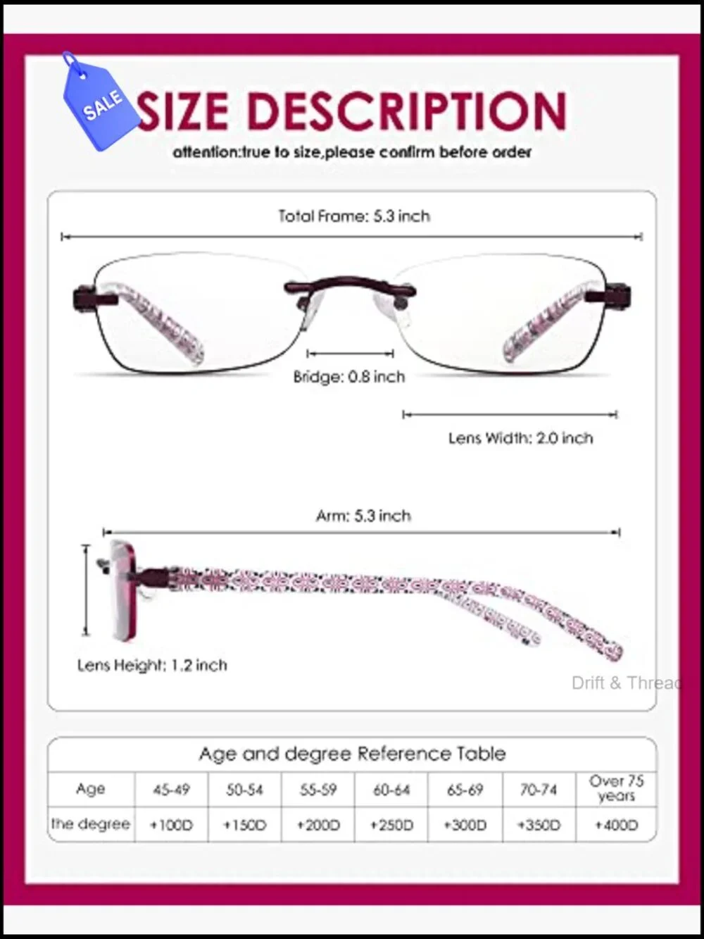 Rimless Blue Light Blocking Reading Glasses 3 Pack | Spring Hinge Pattern Print